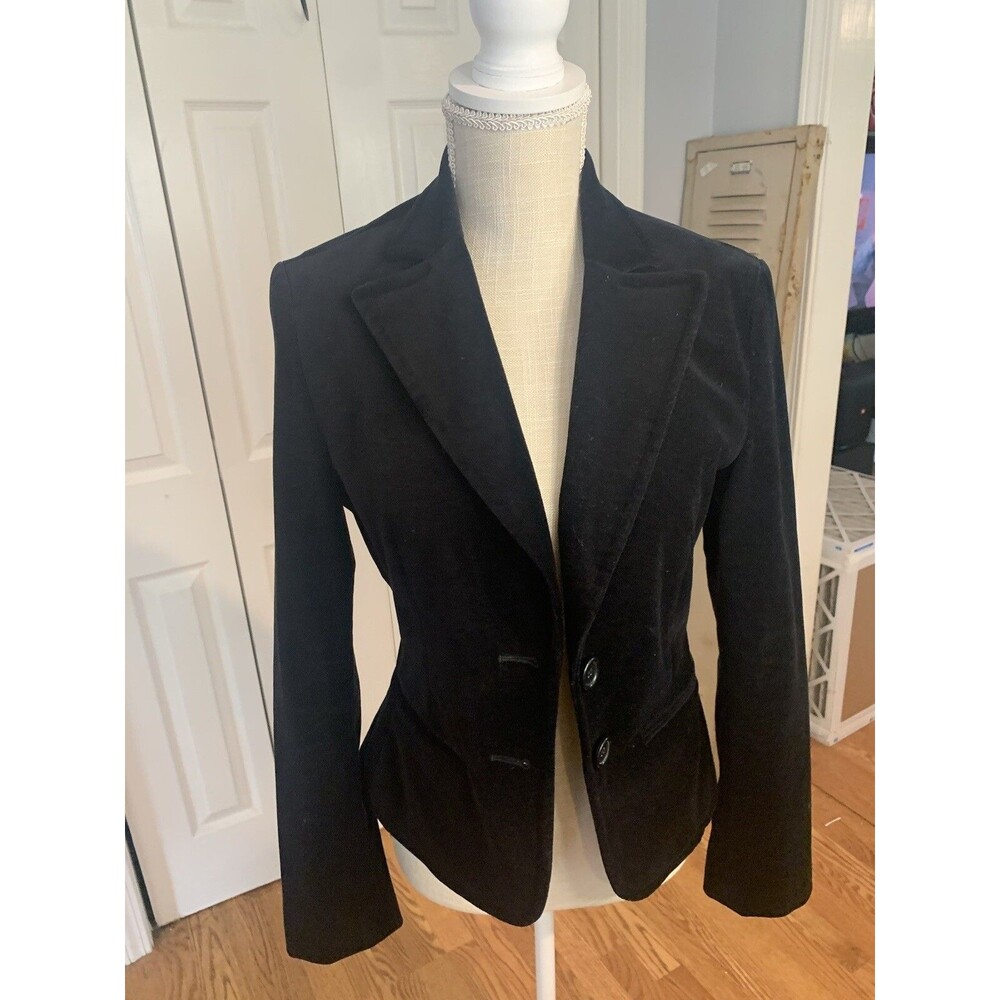Express Design Studio Women Black Velvet Blazer Size 4 - Picture 5 of 10